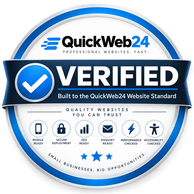QuickWeb24 Verified internal website quality standard badge